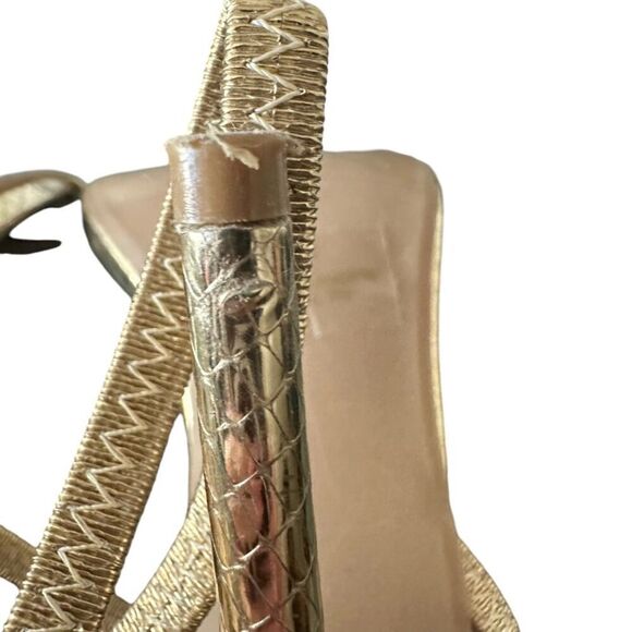 Lulu’s Adelle Light Gold Snake Embossed Ankle Strap Heels Women's 9 Gold - Picture 11 of 12